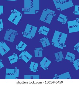 Blue ZIP file document. Download zip button icon isolated seamless pattern on blue background. ZIP file symbol.  Vector Illustration
