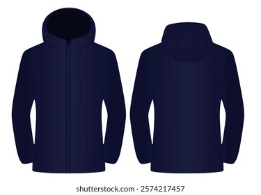 Blue zipper hoodie. vector illustration