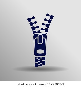 blue Zipper Icon on the gray background