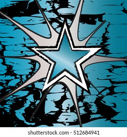 Blue Zircon colored rock n roll grunge star vector background