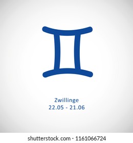 blue zodiac sign gemini horoscope in calender vector illustration EPS10