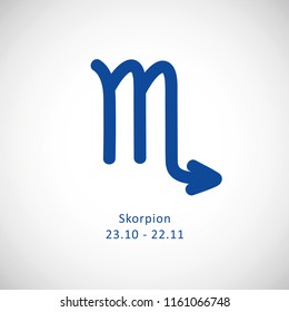 blue zodiac sign scorpion horoscope in calender vector illustration EPS10