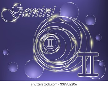 Blue zodiac sign and silver circles