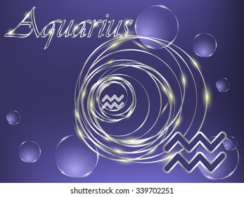 Blue zodiac sign and silver circles