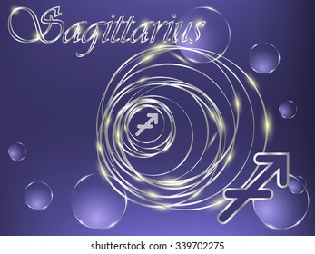 Blue zodiac sign and silver circles