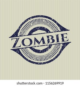 Blue Zombie distressed rubber seal with grunge texture