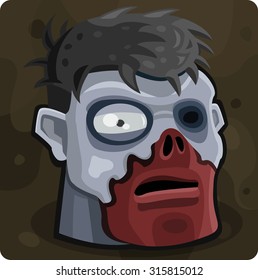 Blauer Zombie-Kopf. Vektorgrafik