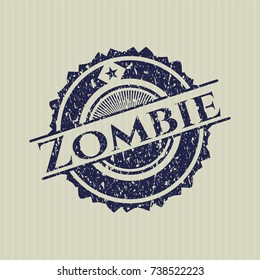 Blue Zombie rubber grunge stamp