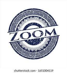 Blue Zoom distressed rubber stamp