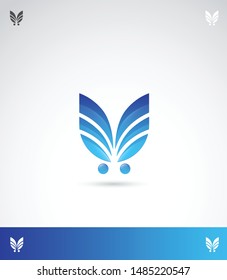 Bluealphabet logotype, letter U, initial U and wing logo design - stylized shopping cart - vector illustration
