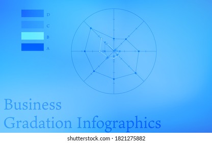 Infografiken, Grafiken, Diagramme und Tabellen auf blauem Hintergrund