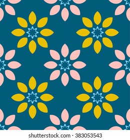 blue-beige-yellow floral pattern