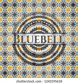 Bluebell arabesque emblem background. arabic decoration.