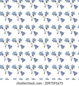 Flor azul y brotes Diseño de patrones sin foco