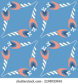 Bluebell flower pattern on blue background seamless pattern for design, campanula flower blossom, vector illustration