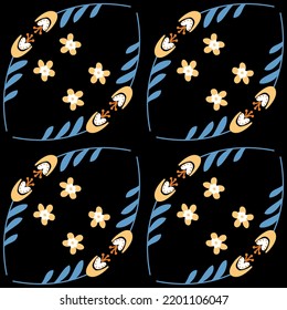 Bluebell flower pattern on dark background seamless pattern for design, campanula flower blossom