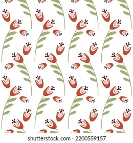 Bluebell-Blumenmuster auf weißem Hintergrund, nahtloses Muster für Design, Blumenblüten auf Campanula, Vektorgrafik