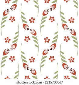 Bluebell flower pattern on white seamless pattern, campanula flower blossom, vector illustration