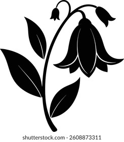 bluebell flower  silhouette vector on white background