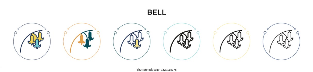 Bluebell icon in filled, thin line, outline and stroke style. Vector illustration of two colored and black bluebell vector icons designs can be used for mobile, ui, web