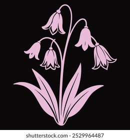 Bluebell Silhouette Line Art Vector | Ilustración floral minimalista