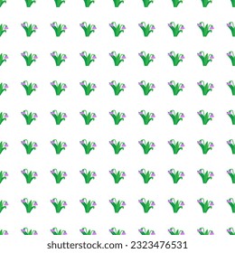 Bluebells and leaves seamless pattern. Lily botanical wallpaper. Vintage spring floral for textile print, wrapping paper, cover. Summer garden design. Vector illustration