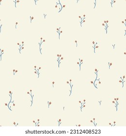 Bluebells Vector Seamless Pattern. Small Flowers Background. Ditsy Floral Print