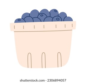 Blueberries Berries In Bowl Vector Illustration