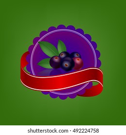 Blueberries, berry label design, vector illustration.