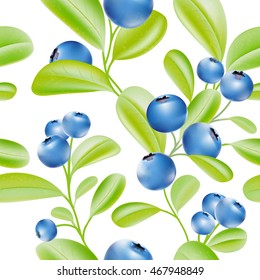 Blueberries. Blue berries pattern. Big crop. Garden plants. Leaves on the branch. Sweet berry. Vector plant. Botany. Bunch of berries.