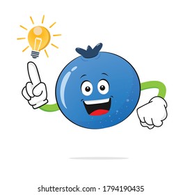 The Blueberries character smiles finding ideas on a white background - vector