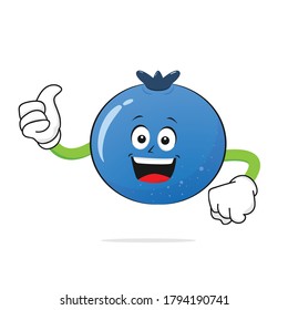 The Blueberries character smiles raising a thumb on a white background -vector

