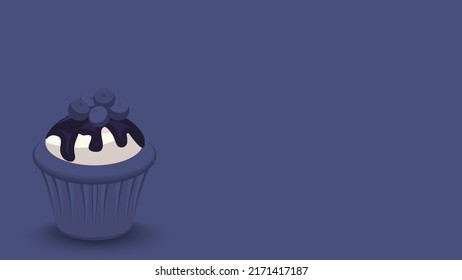 Bizcocho de arándanos de fondo azul