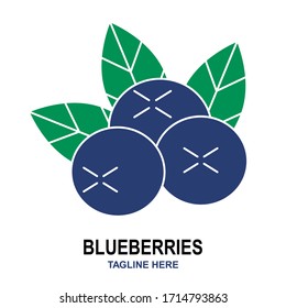 Blueberries flat icon isolated on white background. Summer fruits for healthy lifestyle. Organic fruit. Vector illustration for any design.