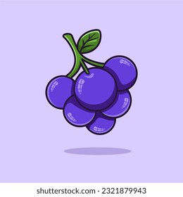 Blueberries Fruit Cartoon Vector Icon Illustration. Food Nature Icon Concept Isolated Vector