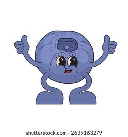 Blueberries Fruit Mascot Logo Character Cartoon Icon Illustration
