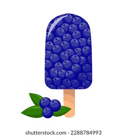 Blueberries  ice cream. For sticker and t shirt design, posters, logos, labels, banners, stickers, product packaging design, etc. Vector illustration.
