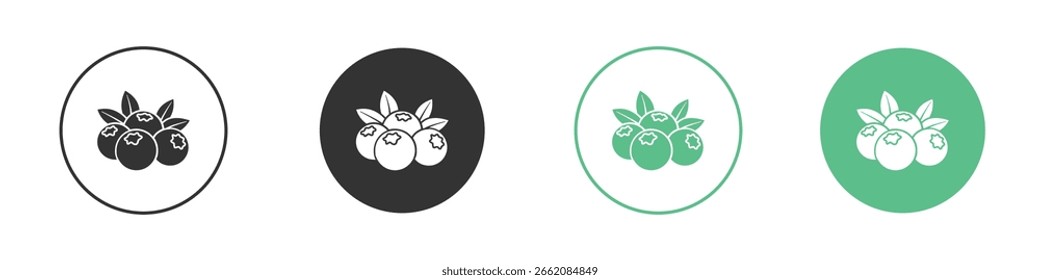 Blueberries Symbol Minimal Flat Line Vector Icon Set.
