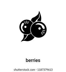 Blueberries icon vector isolated on white background, logo concept of Blueberries sign on transparent background, filled black symbol