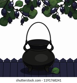 blueberries and kettle vector