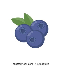 Blueberries With Leaf Vector Icon. Blueberry Icon Clipart. Blueberry Cartoon. 