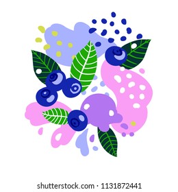 Blueberries On Abstract Background. Vector Illustration