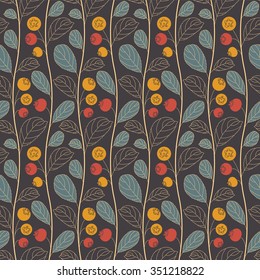 blueberries on a dark background in seamless pattern