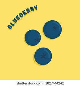 Blaubeeren auf gelbem Hintergrund. Flache Vektorgrafik. Einzige Vektorgrafiken.