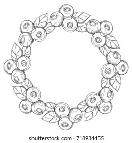 Blueberries round frame for menu design, packaging, for creating a logo or emblem.