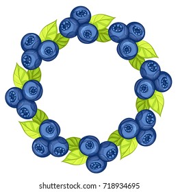 Blueberries round frame for menu design, packaging, for creating a logo or emblem.