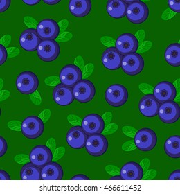Blueberries, seamless background , vector illustration