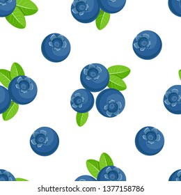 Blueberries seamless pattern. Berries texture. Food vector. Dessert wallpaper. Blueberries vector background