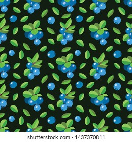 Blueberries seamless pattern. Berries texture. Blueberries hand drawn vector illustration.