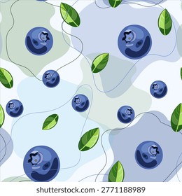 Blueberries seamless pattern. Berries texture.
Food vector. Dessert wallpaper. Blueberries vector background. Hand drawn